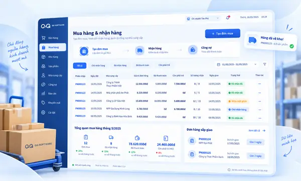 Minh họa mua hàng & nhận hàng · dữ liệu giả lập